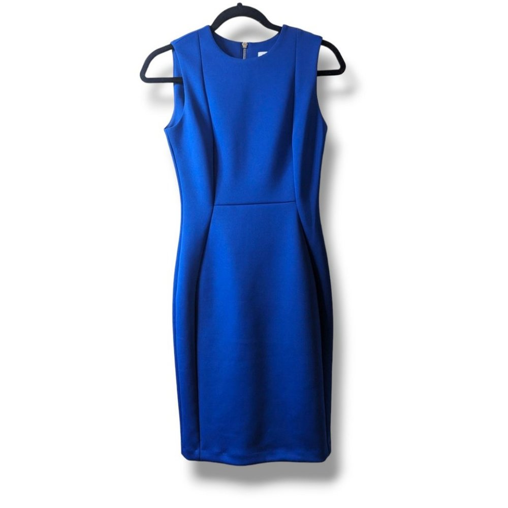 Calvin Klein Cobalt Blue Sleeveless Knee Length Sheath Dress